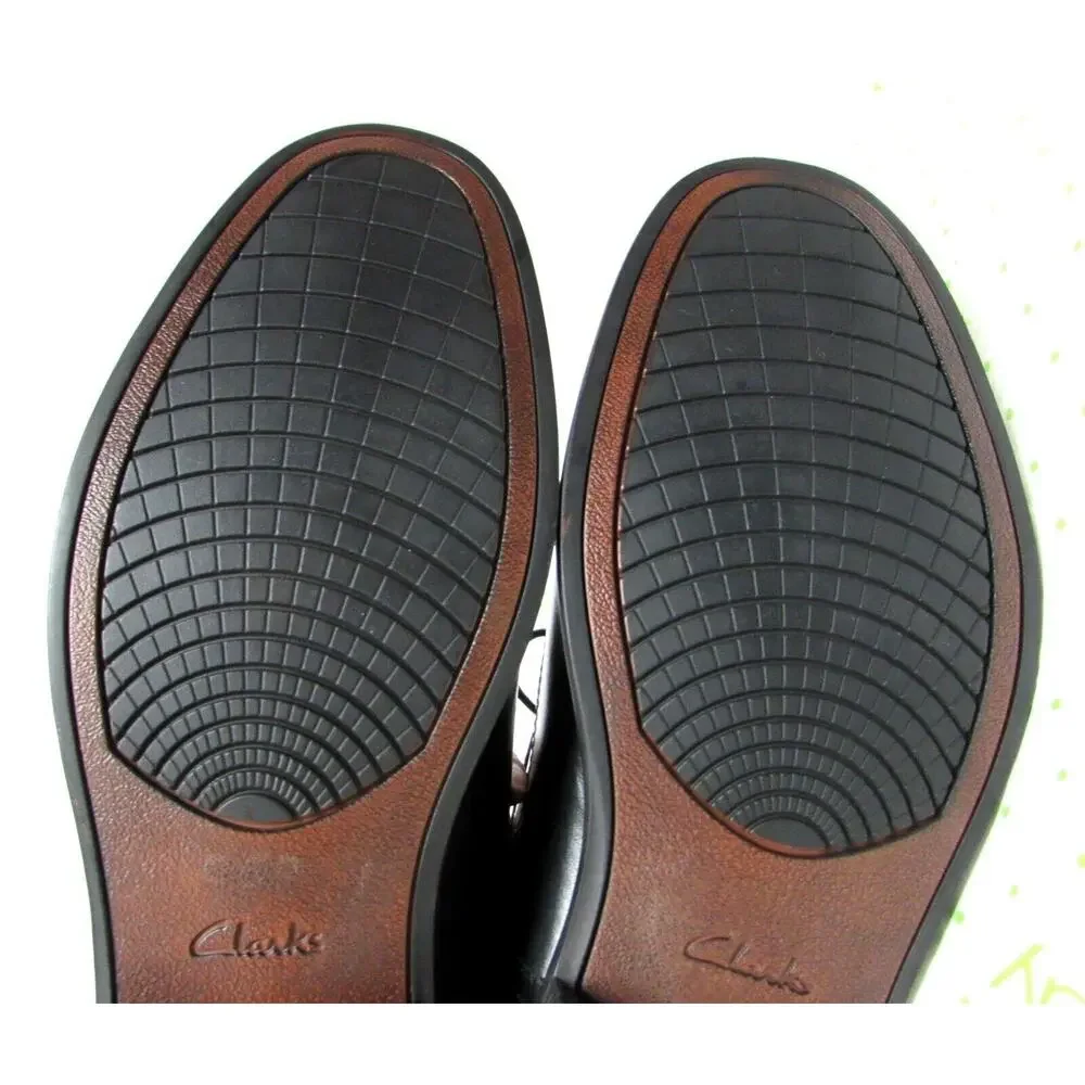 Clarks Collection men's size 11.5 M black leather oxfords dress shoes lace up